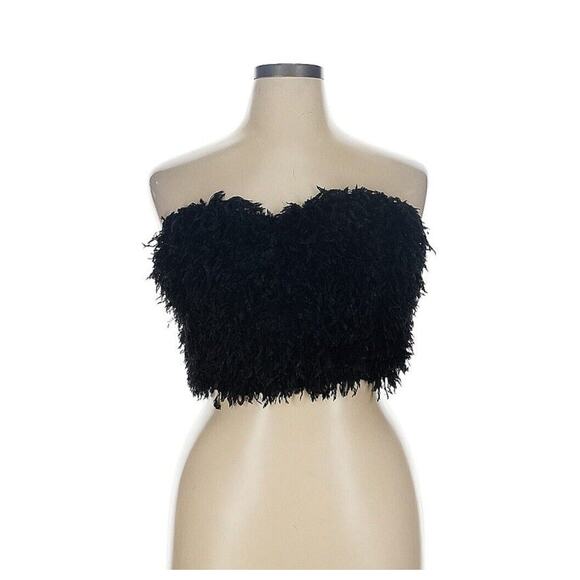Eloquii Tops - NWT ELOQUII Plus Black Furry Feather-like Bustier Size 14/16 NEW